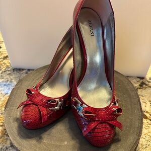 Alfani Red/Black Heels with Bow on the toe.  Size 10.